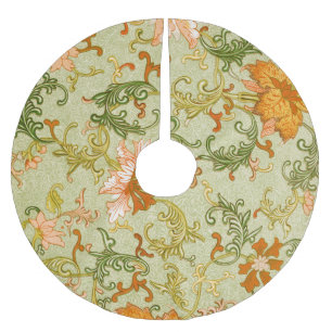 Blume mit Vintagen chinesischen Zierschriften Polyester Weihnachtsbaumdecke