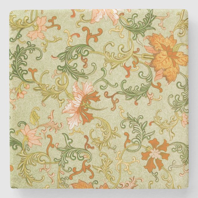 Blume mit Vintagen chinesischen Zierschriften Steinuntersetzer (Vorderseite)