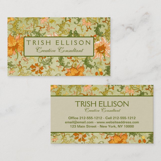 Blume mit Vintagen chinesischen Zierschriften Visitenkarte (Vorne/Hinten)