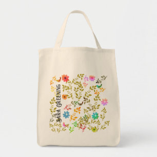 Blume mit Vögeln Tasche