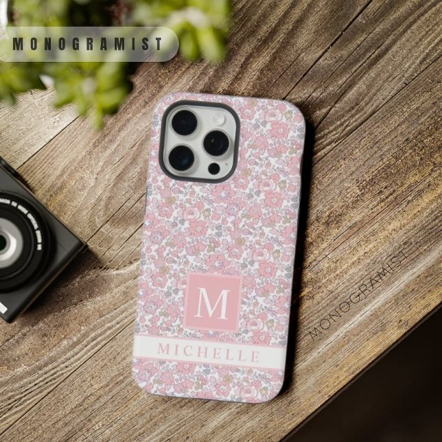 Blume mit weißem Blumenrosa iPhone Hülle (Customizable White Floral Pink Flowers iPhone Case)