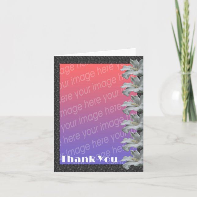 Blume mit weißem Hibiskus Hochzeiten Foto Dankeskarte (Vorderseite)