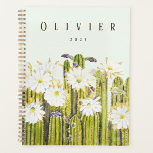 Blume mit weißem Kakteen, Aquarellmalerei Planer