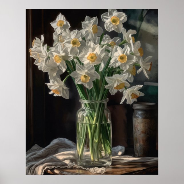 Blume mit weißem Pergament Art Print Poster (Vorne)