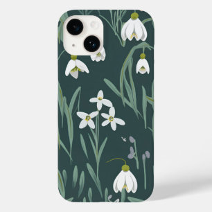 Blume mit weißem Schnee auf Grün Case-Mate iPhone 14 Hülle