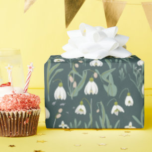 Blume mit weißem Schneefall Geschenkpapier