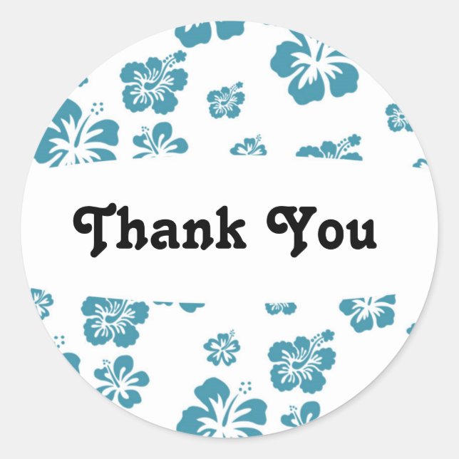 Blume mit weißem und blauem Hibiskus Party Runder Aufkleber (Vorderseite)