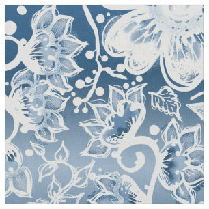 Blume mit weißem und klassischem Blue Boho Stoff