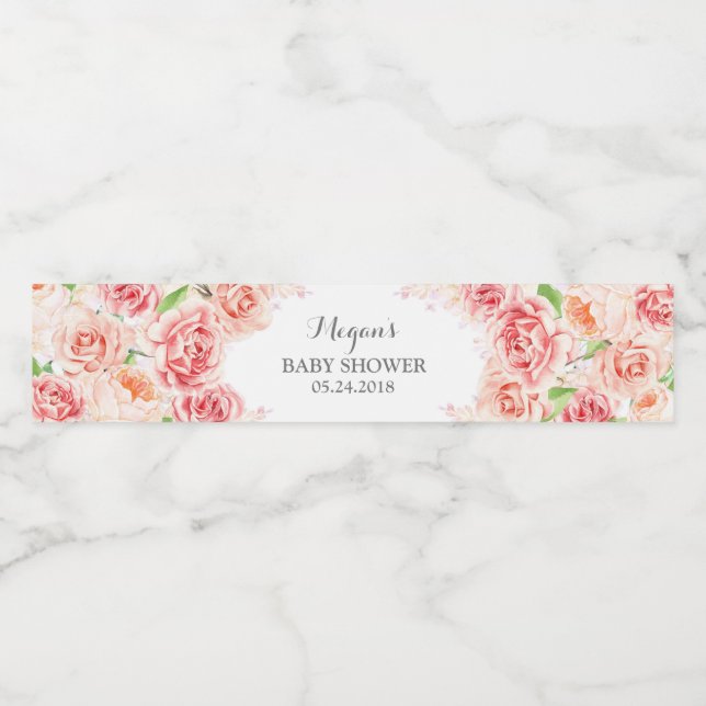 Blume mit weißer Farbe Kinderdusche Wasserflaschenetikett (Einzelnes Label)