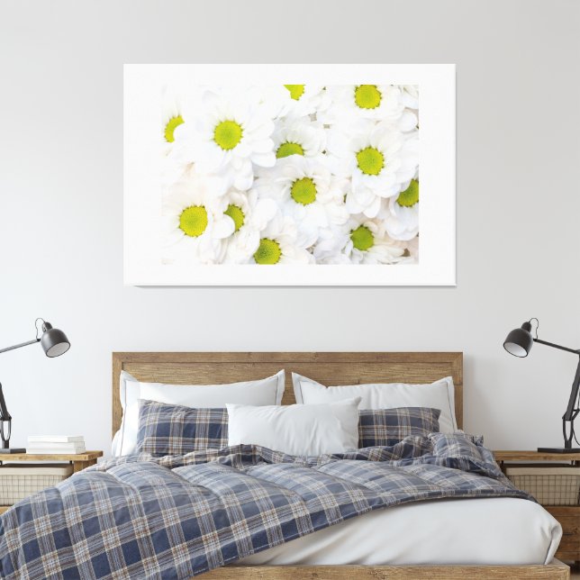 Blume mit weißer Farbe, Premium gedruckt Leinwanddruck (Insitu (Schlafzimmer))