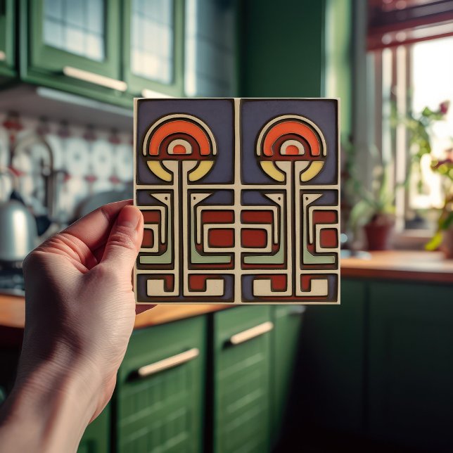 Blume Mitte des Jahrhunderts Symmetrische Kunsthan Fliese (Von Creator hochgeladen)