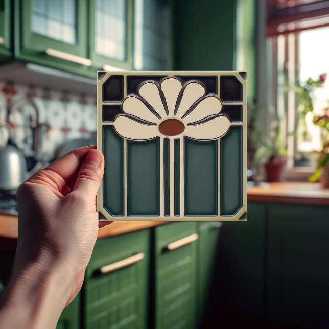 Blume Mitte des Jahrhunderts Symmetrische Kunsthan Fliese (Von Creator hochgeladen)