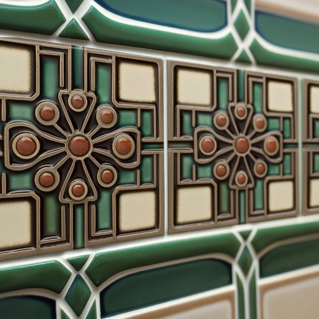 Blume Mitte des Jahrhunderts Symmetrische Kunsthan Fliese (Von Creator hochgeladen)