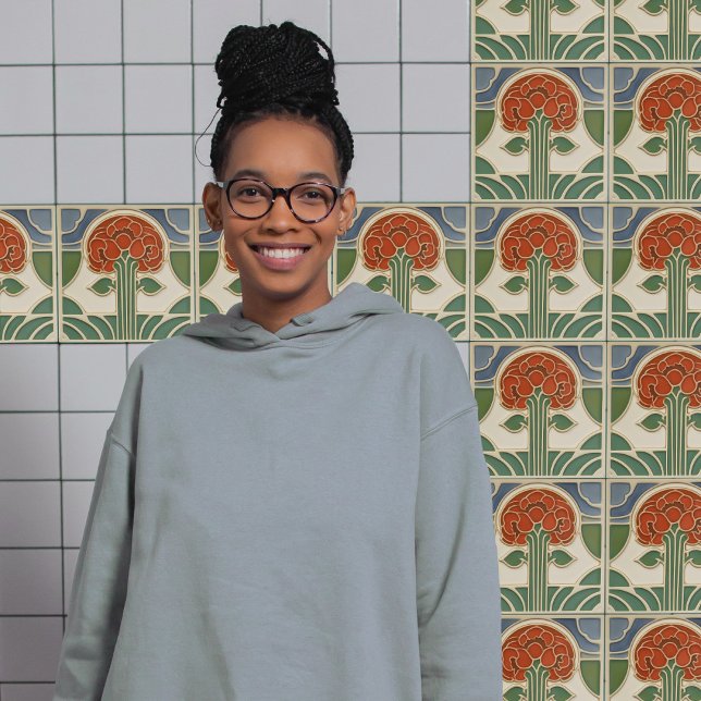 Blume Mitte des Jahrhunderts Symmetrische Kunsthan Fliese (Von Creator hochgeladen)