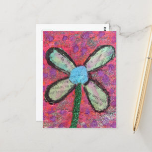 Blume Mixed Media Collage Postkarte