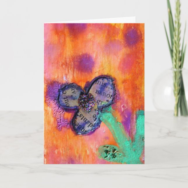 Blume Mixed Media Geburtstag Karte (Vorderseite)
