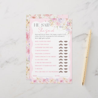 Blume Modernes Wavy Brautparty Guesss Game
