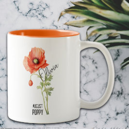 Blume Monat August Mohnname Zweifarbige Tasse