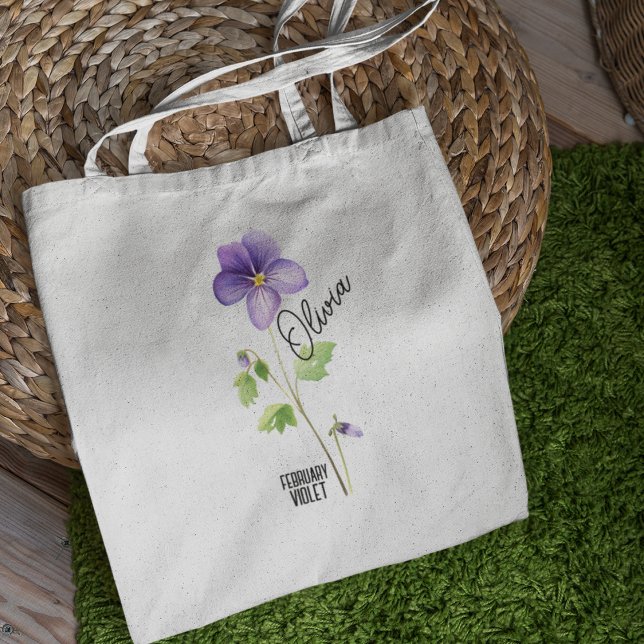 Blume Monat Februar Violet Name Tote Beutel Tragetasche (Von Creator hochgeladen)