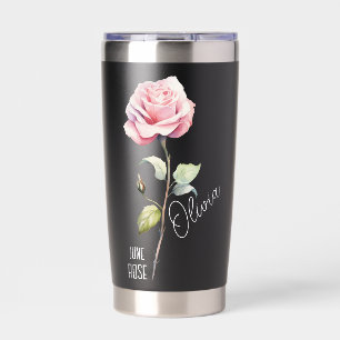 Blume Monat Juni Rose Name Black Thermobecher