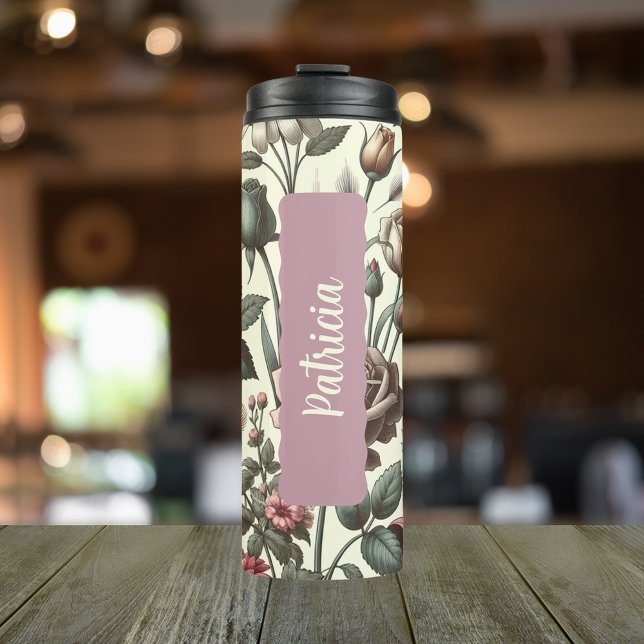 Blume Monat Juni Rose Personalisiert Thermosbecher (Personalized 20 oz thermal mug for birth flower month of June.)