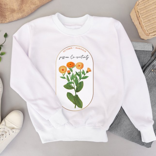 Blume Monat Oktober Marigold Geburtstag Sweatshirt (Birth Flower Month October Marigold Birthday Sweatshirt)