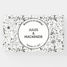 Blume Monochrome Moderne Hochzeit Banner