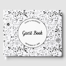 Blume Monochrome Moderne Hochzeit Gästebuch