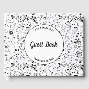 Blume Monochrome Moderne Hochzeit Gästebuch