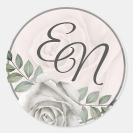 Blume Monogram Dusty White Roses Wedding Sticker
