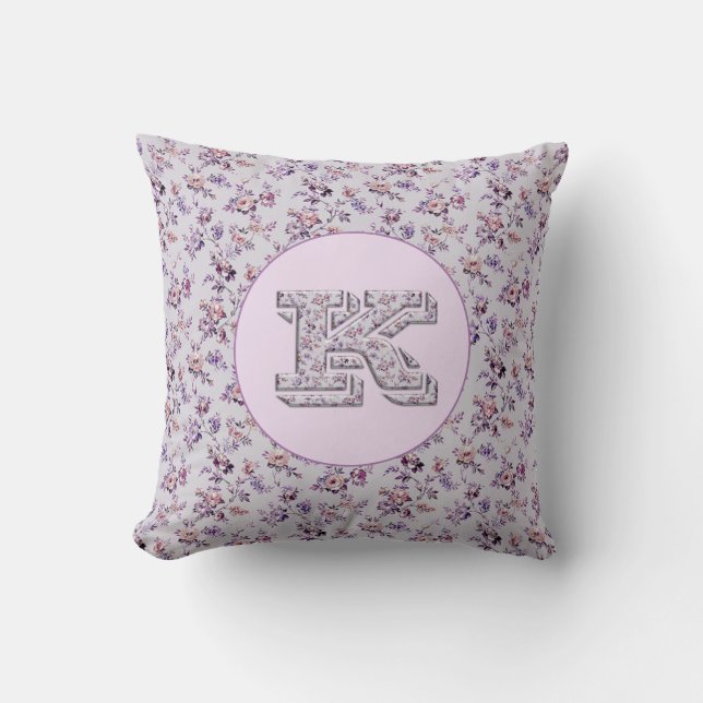 Blume Monogram K Kissen (Vorderseite)