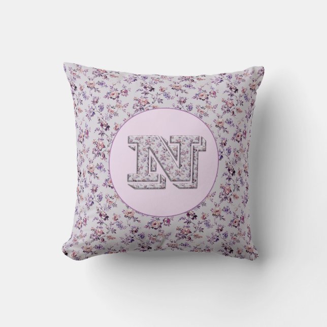 Blume Monogram N Kissen (Vorderseite)