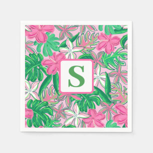 Blume Monogram Pink White Green Preppy Serviette