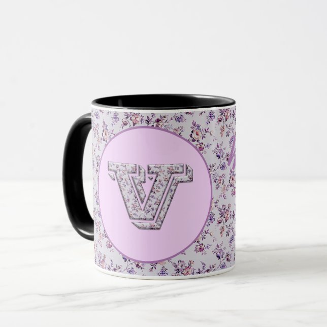 Blume Monogram V Tasse (Vorderseite Links)