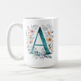 Blume Monogramm Buchstabe A Kaffeetasse