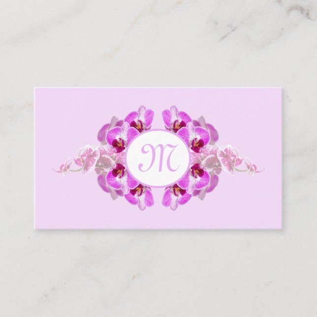 Blume-Monogramm-Kalligraphie QR-Code Visitenkarte (Vorderseite)