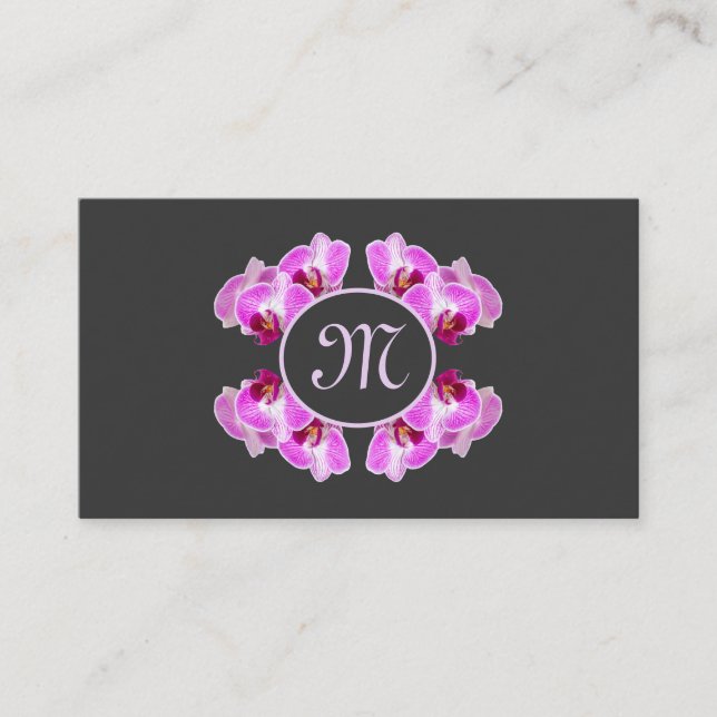 Blume-Monogramm-Kalligraphie QR-Code Visitenkarte (Vorderseite)