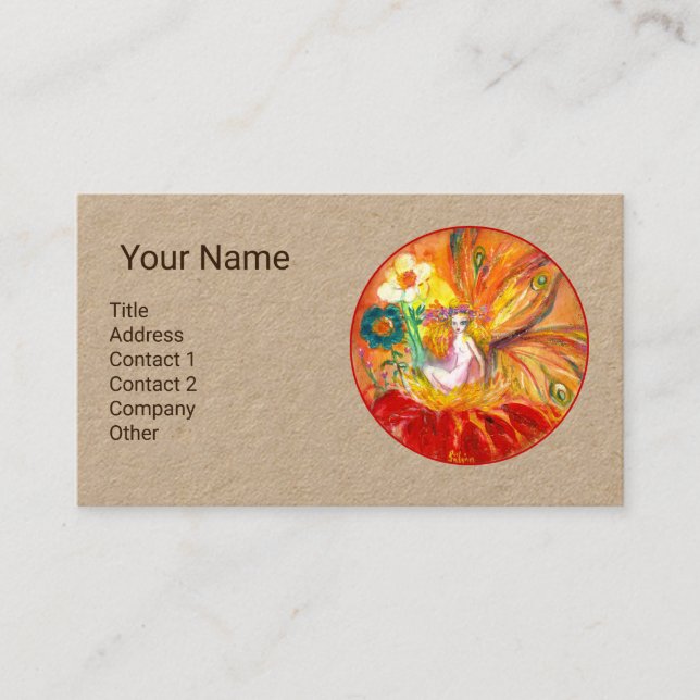 BLUME MONOGRAMM-Papier mit roter Gelbe Kraft Visitenkarte (Vorderseite)