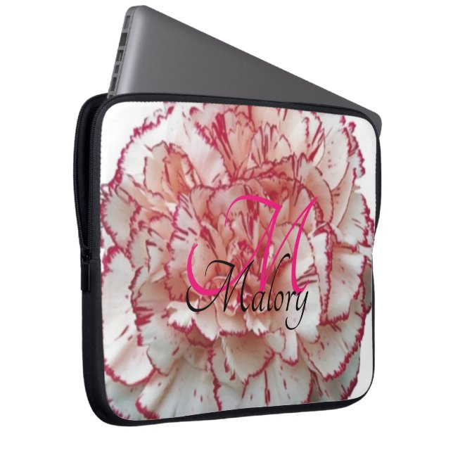 Blume Monogramm Personalisierter Laptop-Sieb Laptopschutzhülle (Vorne Rechts)
