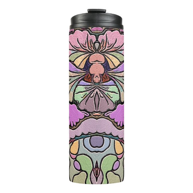 Blume Mosaik rosa Pansy blumengeschmückt Thermosbecher (Vorderseite)