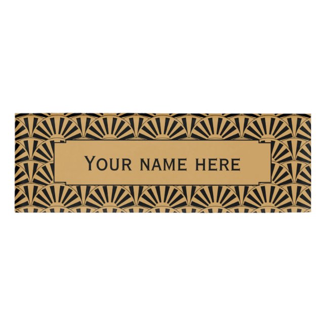 Blume Motif für das Schwarze Déco Namenschild (Vorderseite)