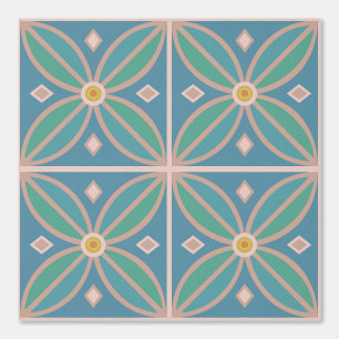 Blume motif Pfauenblau grün und Terrakotta Tapete