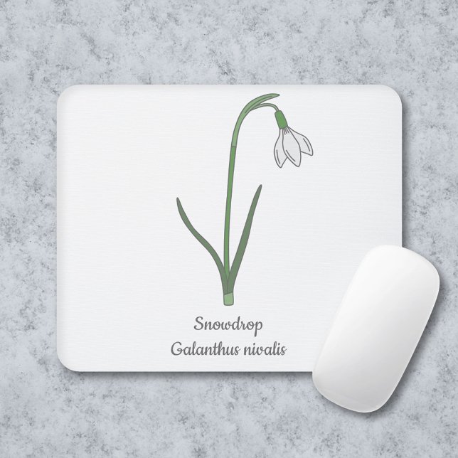 Blume Mousepad (Botanical Snowdrop Mouse Pad)