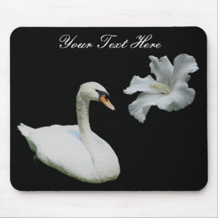 Blume Mousepad für Schwäne und Weiße Hibisken