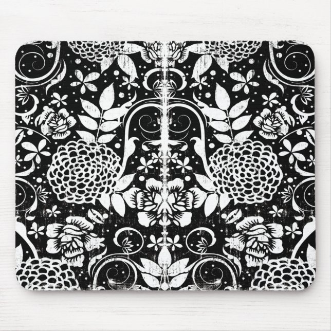 Blume Mousepad, Schwarz und Weiß Mousepad (Vorne)