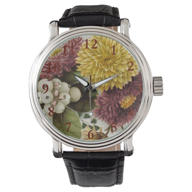 Blume Mum Floral Armbanduhr (Vorderseite)