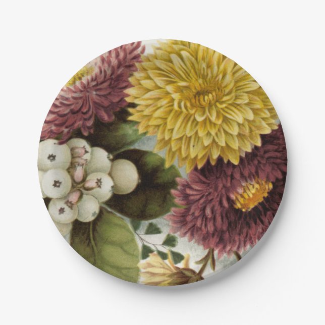 Blume Mum Floral Pappteller (Vorderseite)