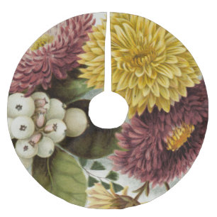 Blume Mum Floral Polyester Weihnachtsbaumdecke