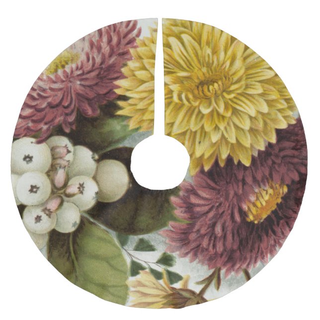 Blume Mum Floral Polyester Weihnachtsbaumdecke (Vorderseite)