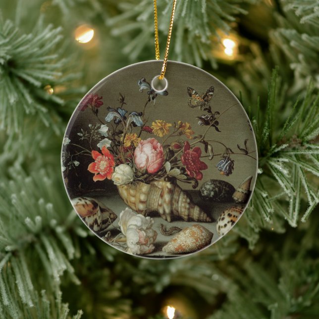 Blume, Muscheln und Insekten Balthasar van der Ast Keramik Ornament (Baum)